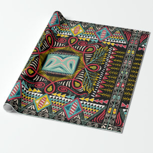 Vierkante zak, sjaal, textiel. Kleurrijke abstract Cadeaupapier