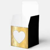 Vierkante zwarte gunst doos met gouden hart. bedankdoosjes (Geopend)