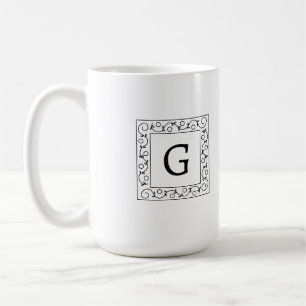 Vierkantig Wervelend Ranken Monogram Koffiemok
