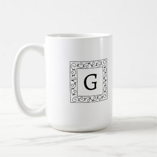 Vierkantig Wervelend Ranken Monogram Koffiemok