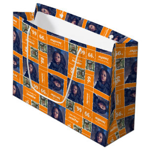 Vierkantige foto afstudeerklas jaar oranje groot cadeauzakje