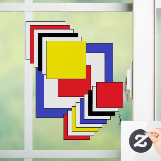 Vierkantjes Abstract Raamsticker (Huis)