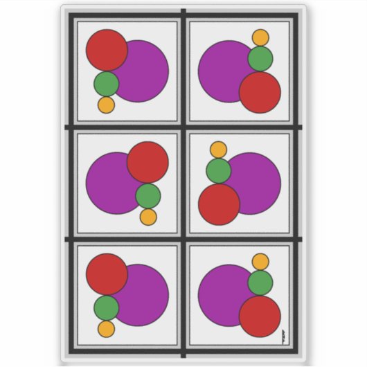 Vierkantjes en cirkels Abstract Sticker (Voorkant)