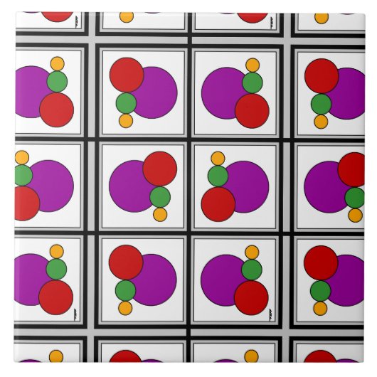 Vierkantjes en cirkels Abstract Tegeltje (Voorkant)