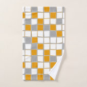 Vierkantjes, grijs, wit, mosterdgeel, modern bad handdoek (Handdoek)