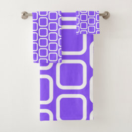 Vierkantjes in wit en violet Sierkussen Bad Handdoek