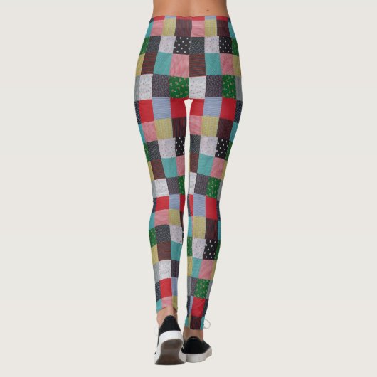 vierkantjes kleurrijke  textiel leggings (Achterkant)