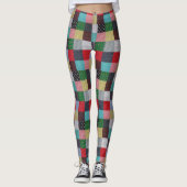 vierkantjes kleurrijke  textiel leggings (Voorkant)