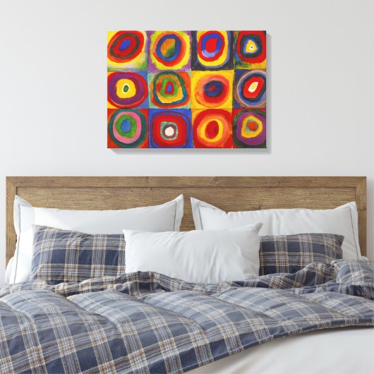 Vierkantjes met concentrische cirkels | Kandinsky  Canvas Afdruk (Insitu (Slaapkamer))