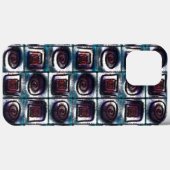 Vierkantjes met spiraaltekening, cyaan drizzle eff Case-Mate iPhone case (Achterkant (horizontaal))