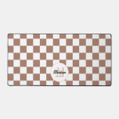 Vierkantjes mocha bruin wit retro Monogram Bureaumat (Voorkant)