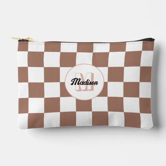 Vierkantjes mocha bruin wit retro Monogram Etui (Voorkant)