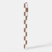 Vierkantjes mocha bruin wit retro Monogram iPhone Hoesje (Rechterkant)