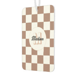 Vierkantjes mocha bruin wit retro Monogram Luchtverfrisser