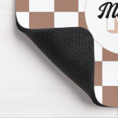 Vierkantjes mocha bruin wit retro Monogram Muismat (Hoek)