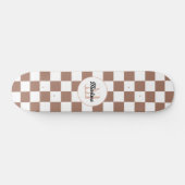 Vierkantjes mocha bruin wit retro Monogram Skateboard (Horizontaal)