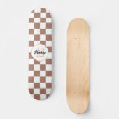 Vierkantjes mocha bruin wit retro Monogram Skateboard (Voorkant)