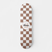 Vierkantjes mocha bruin wit retro Monogram Skateboard (Voorkant)