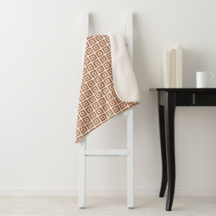 Vierkantjes Witte kamel Brown Sherpa Deken