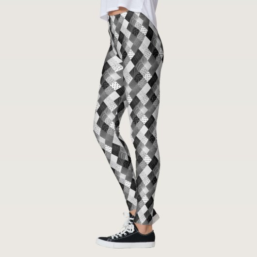 vierkantjes zwarte en witte patchwork leggings (Links)