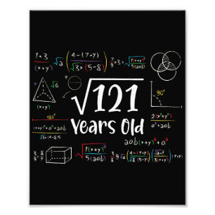 Vierkantswortel van 121 11e verjaardag 11 jaar oud foto afdruk
