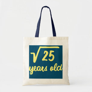 Vierkantswortel van 25 5e verjaardag 5 jaar oud gr tote bag