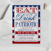Vierste juli Eat, Drink en wees patriottisch Acryl Uitnodigingen