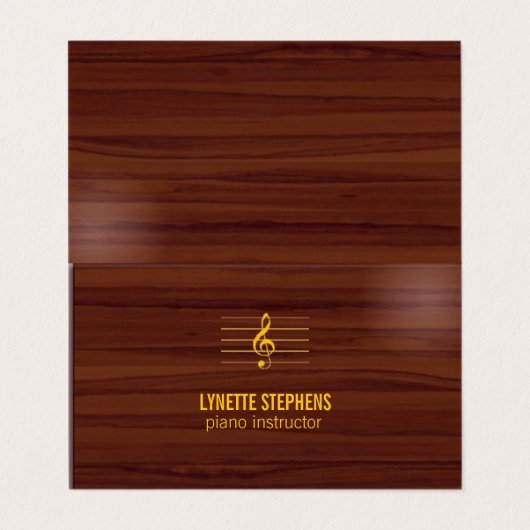 vierzijdig visitekaartje van pianoinstructeur (Buitenkant ongevouwen)