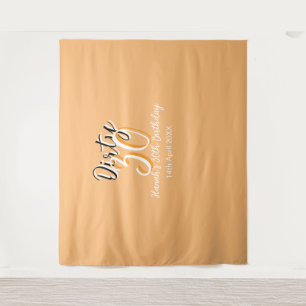 Vies dertig oranje wit eenvoudig retro verjaardags wandkleed