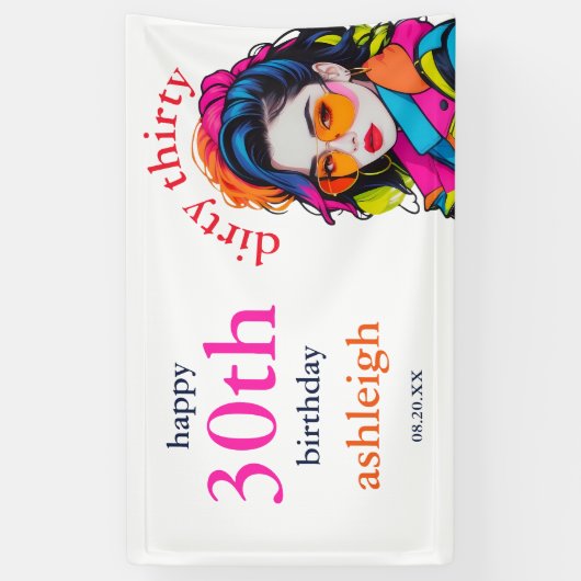 Vies dertig verjaardagsfeestje spandoek (Verticaal)