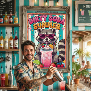 Vies Sodawater Zomer Wasbeer Zomerdrank Vakantie Poster