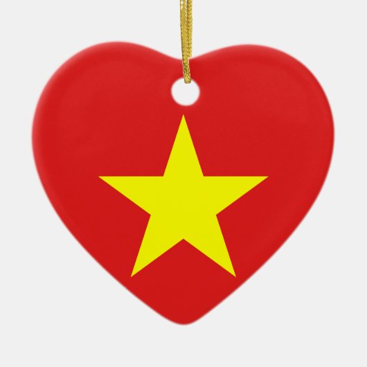 Viêt Nam Drapeau Jaune Étoile Ornement de Coeur (Devant)