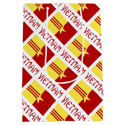 Vietnam and Vietnamese Unity Flag Tiled Your Name Medium Cadeauzakje (Achterkant)