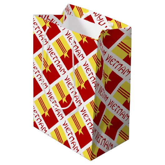 Vietnam and Vietnamese Unity Flag Tiled Your Name Medium Cadeauzakje (Achterkant Gekanteld)