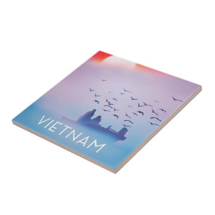 Vietnam avondzon Vakantieposter Tegeltje