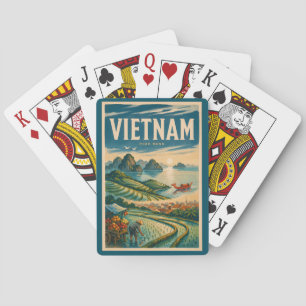 Vietnam Cultuur Illustratie Reis Kunst Vintage Pokerkaarten