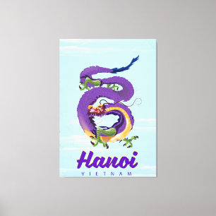 Vietnam  drakenposter Hanoi Canvas Afdruk