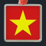 Vietnam Drapeau étoile jaune ornement métallique<br><div class="desc">Vietnam Drapeau sur ornement en métal carré. Produits de bureau correspondants,  produits maison et plus encore...  N'oubliez pas toute la collection.</div>