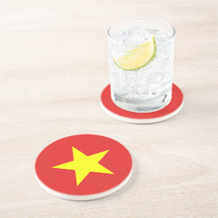 Vietnam Drapeau Yellow Star Dessous de verre rond