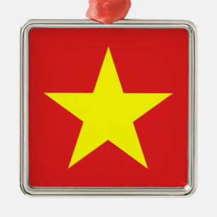 Vietnam Flag Yellow Star Metal Ornament