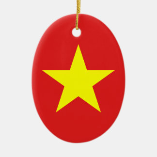 Vietnam Flag Yellow Star Oval Ornament