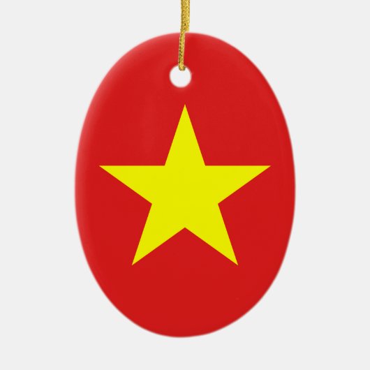 Vietnam Flag Yellow Star Oval Ornament (Voorkant)