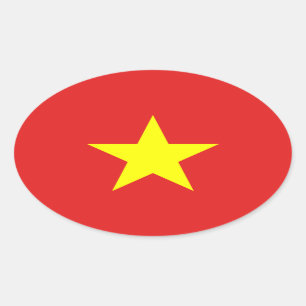 Vietnam Flag Yellow Star Oval Sticker