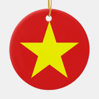 Vietnam Flag Yellow Star Round Ornament