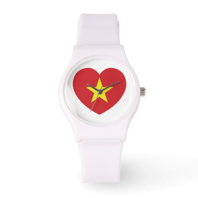 Vietnam Heart Flag Horloge (Voorkant)