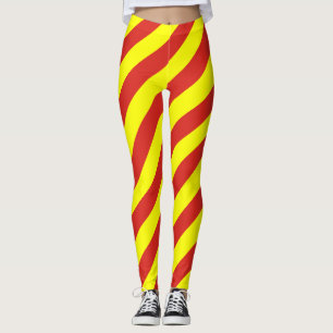 Vietnam Nationale vlag Kleuren Diagonaal gestreept Leggings