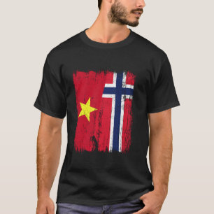 Vietnam Noorwegen Halve Vlag Vietnamese Noorse Afk T-shirt