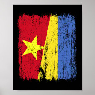 Vietnam Oekraine Half Vlag Vietnamees Oekraïens Ha Poster
