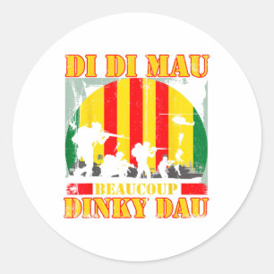 Vietnam oorlogsveteraan di Mau Beaucoup Dinky Dau Ronde Sticker
