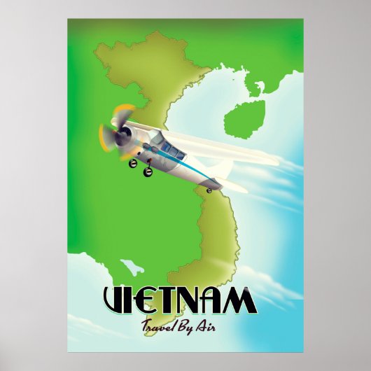 Vietnam per vliegtuig vakantieprint. poster (Voorkant)